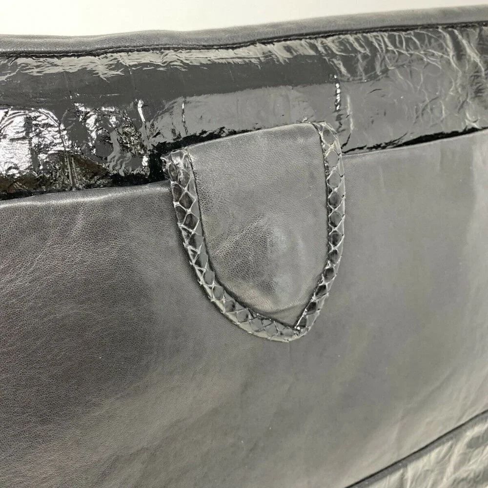 80's Extra Large Croc Embossed Patent Clutch Bag